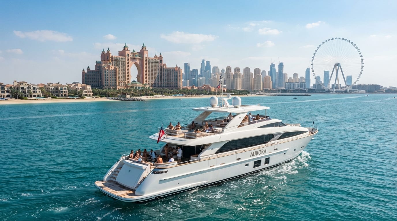 Dubai Marina Skyline and Luxury Yachting